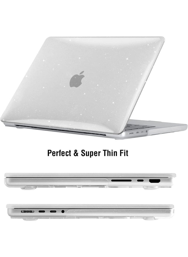 Sparkly Glitter Star Case for MacBook Pro 14 Inch M5 A3434 M4 A3112 A3185 A3401 A2918 A2992 M3 A2779 M2 A2442 M1 Pro Max, Black Hard Shell Case for MacBook Pro 14 2025-2021 Release,Clear - Image 1